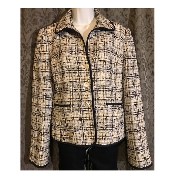 Ellen Tracy Tweed Blazer Jacket 